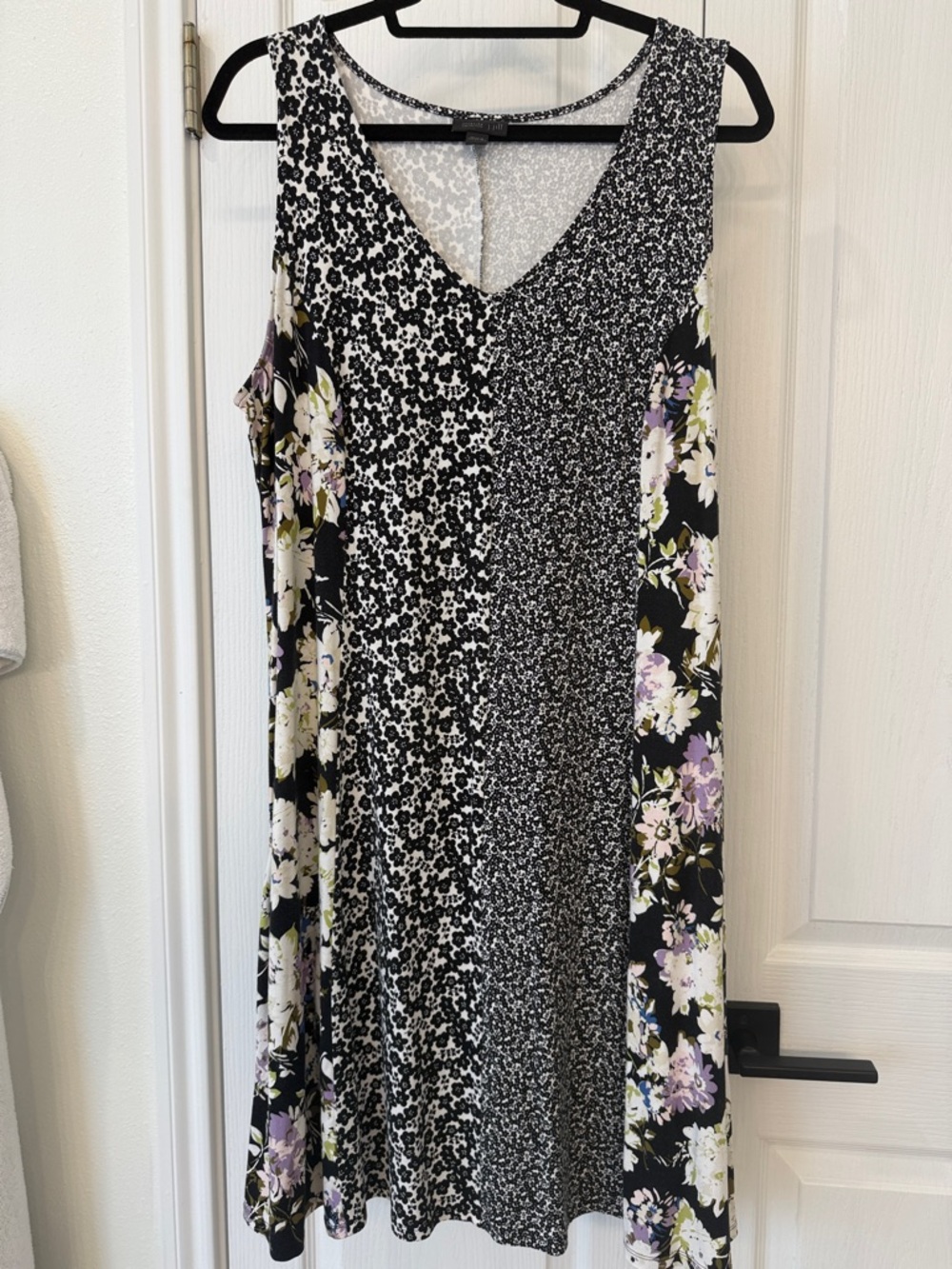J Jill Wearever Collection Mixed Print Sleeveless Swing Dress size Large